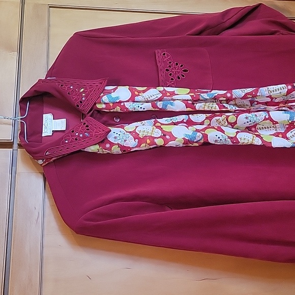 Burgundy Red Long Sleeve Jordan Woman Blouse - Picture 7 of 7